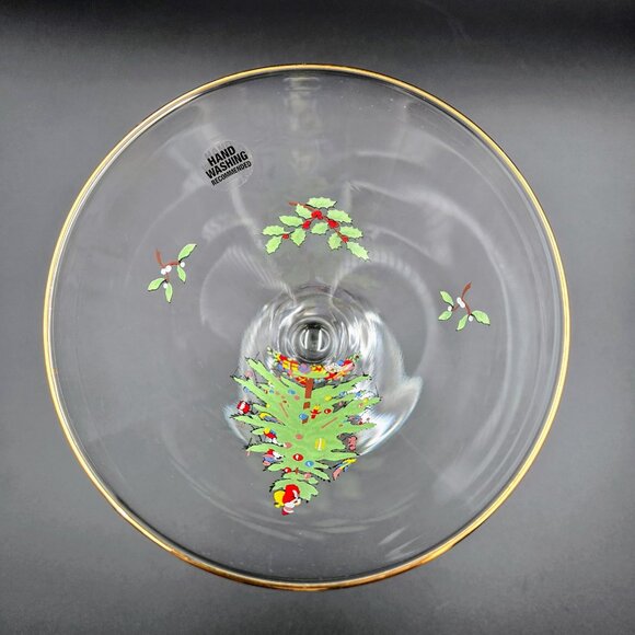 Spode Christmas Tree Martini Cocktail Estate Glass Stemware Santa Read - Picture 12 of 15
